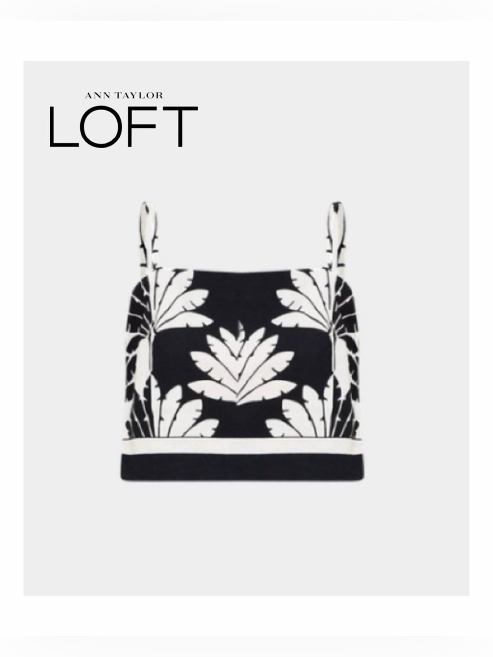 🆕 NWT LOFT Palm Linen Blend Cropped Cami in Cream and Black size 4